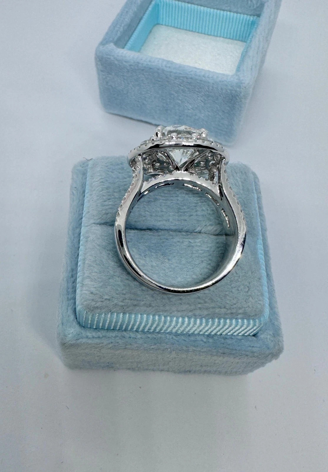 5.50Ct Round-Cut EF/VS Lab Grown Diamond Halo Engagement Ring 14K White Gold