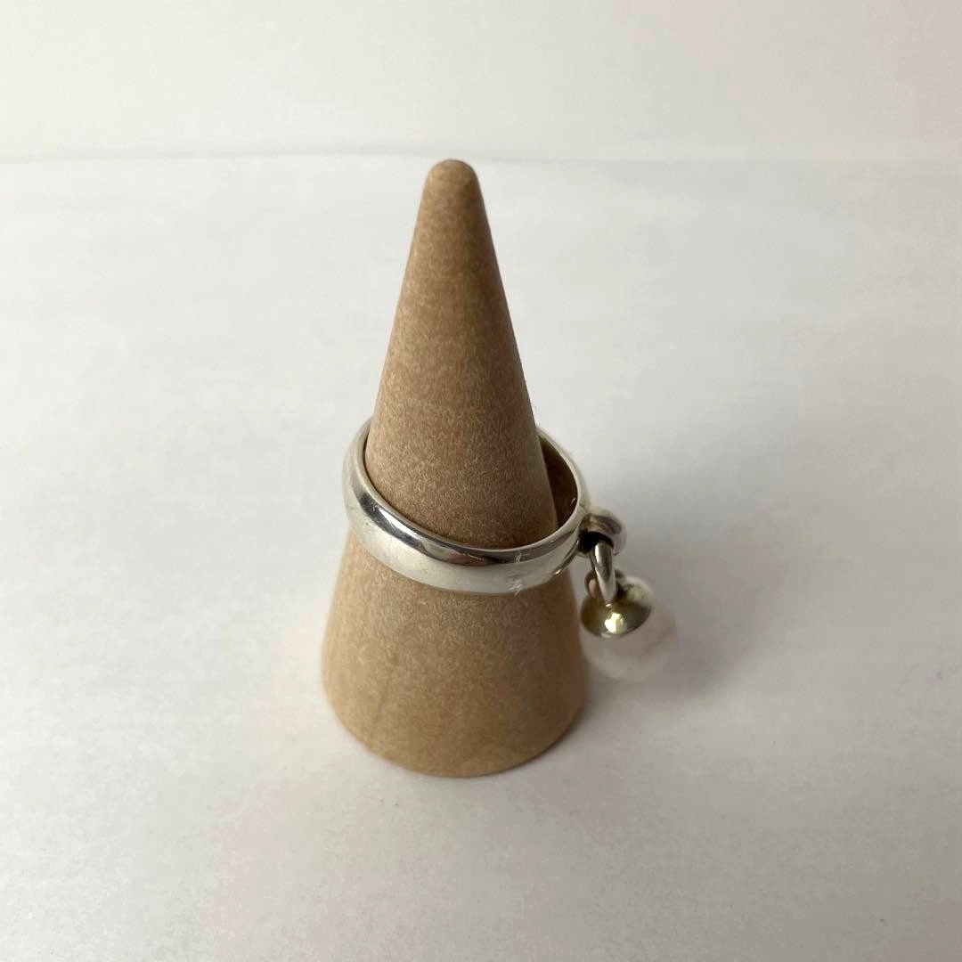 Tiffany AG925 Rose Quartz Ball Dangle Ring US 6.25 No Box Pouch
