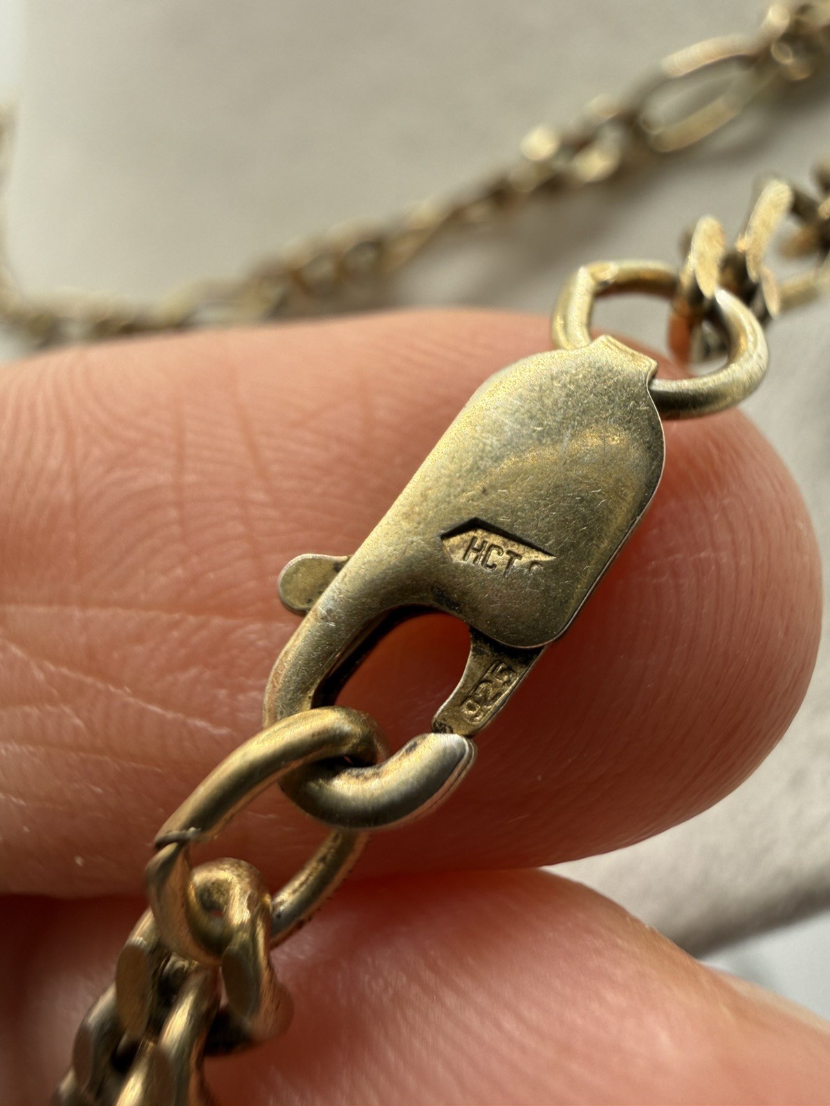 Vintage HTC Canada 925 Sterling Silver Vermeil Figaro Chain Necklace 28in 20g