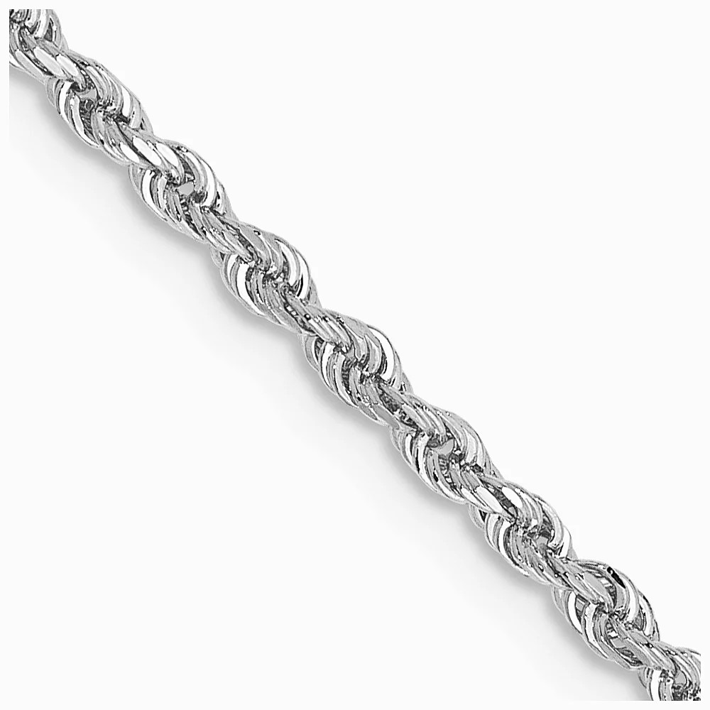 14K White Gold 2.0mm Diamond-Cut Quadruple Rope Chain Necklace 16″-30″