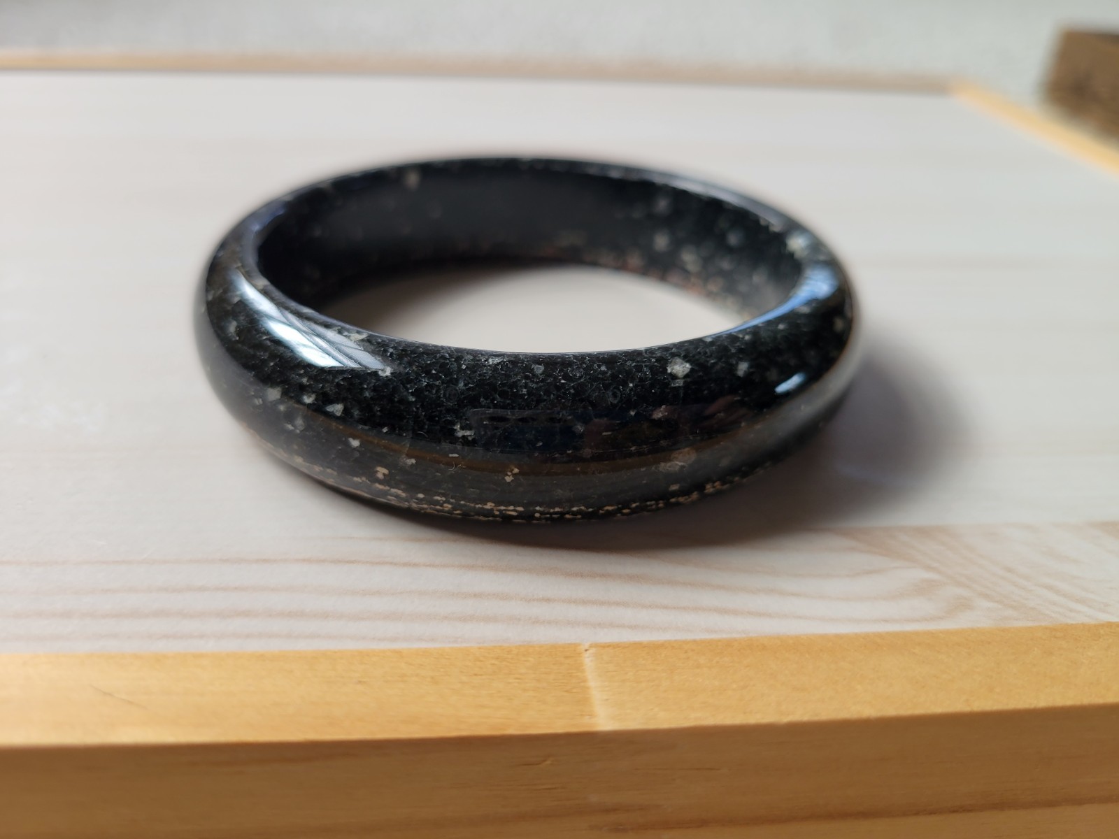 Natural Snowflake Obsidian Bangle inner Diameter 60mm-61mm Black