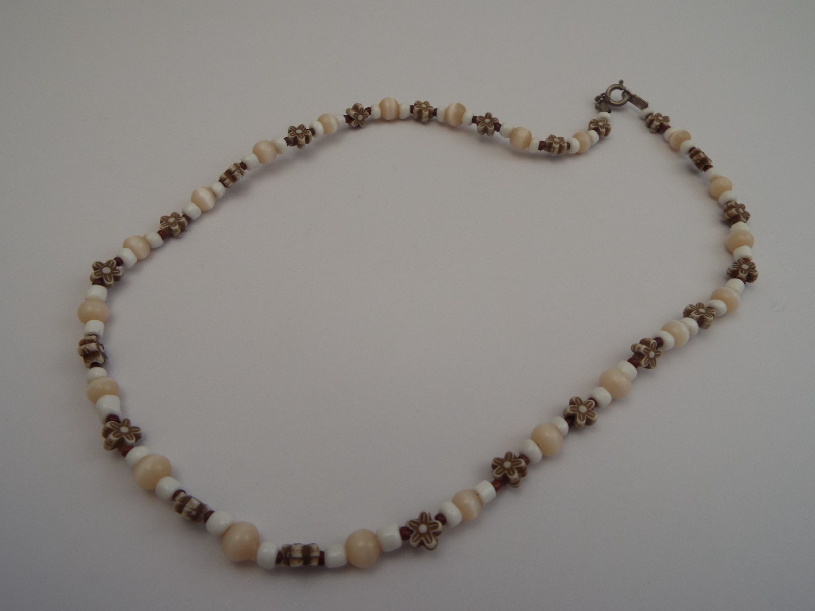Brown White Bead Necklace (B26)