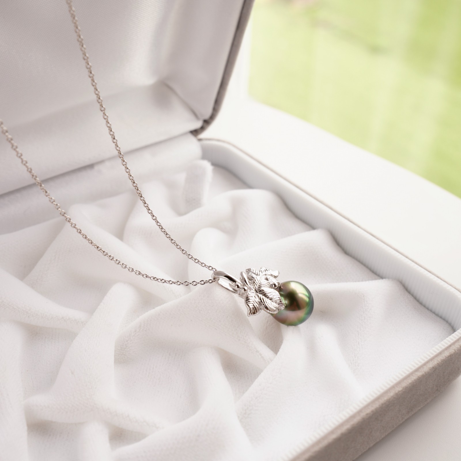 10.8mm Teardrop Peacock Green Tahitian Cultured Pearl Pendant Sterling Silver,1″