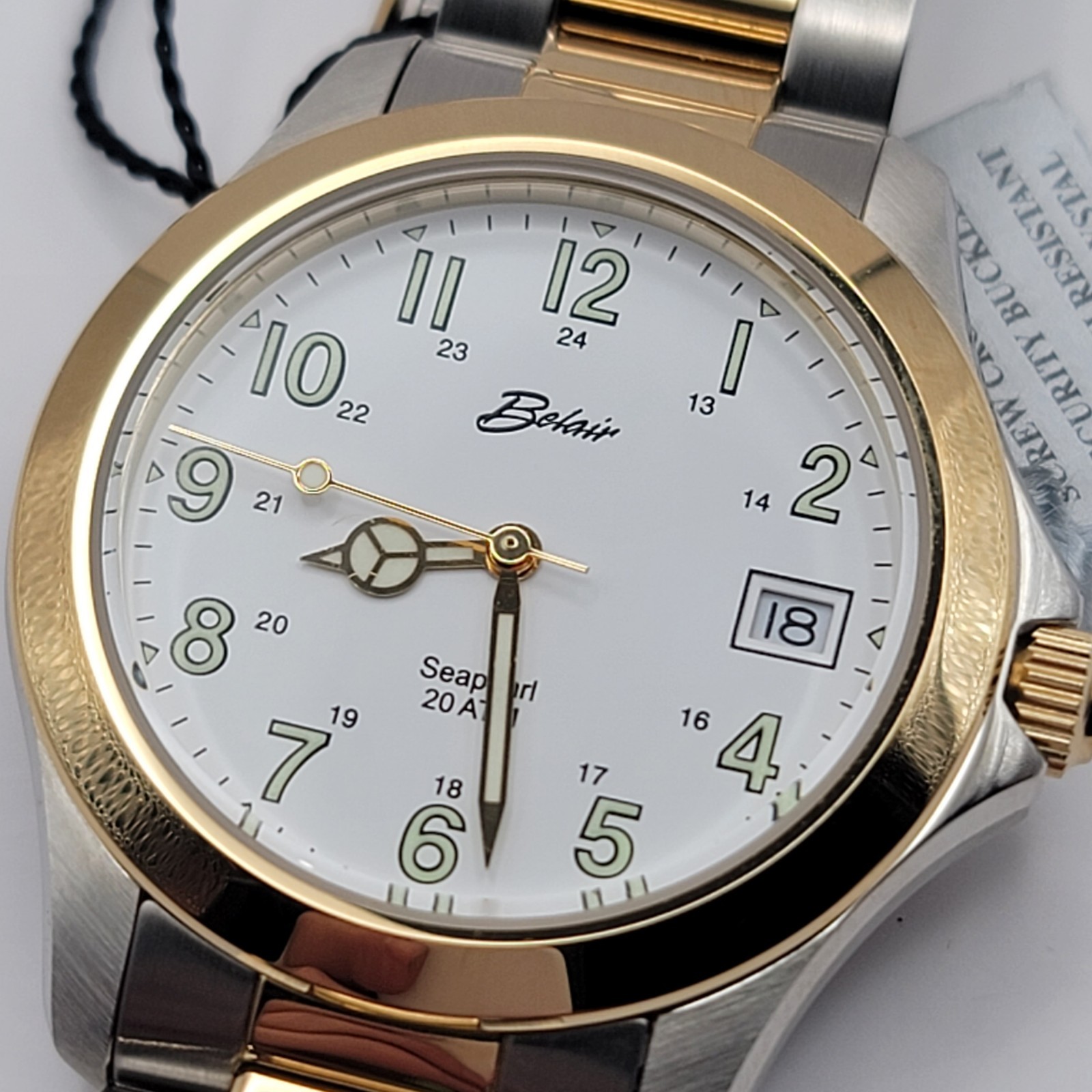 Belair Seapearl 20 ATM Two Tone Swiss Quartz Mens Watch Ref 715 Box & Papers