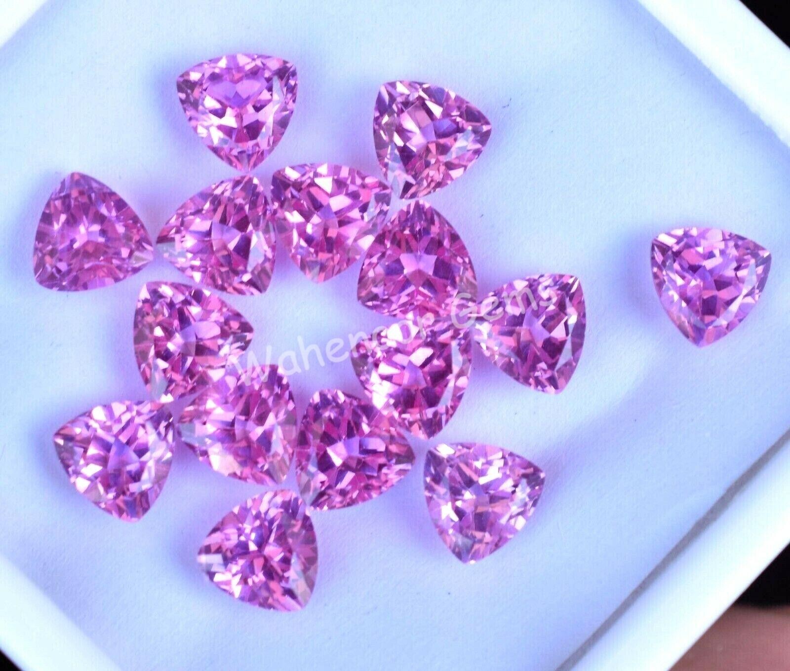 15 Pcs Natural Mogok Pink Ruby Trillion 7.00 MM Certified AAA+ Treated Gemstone