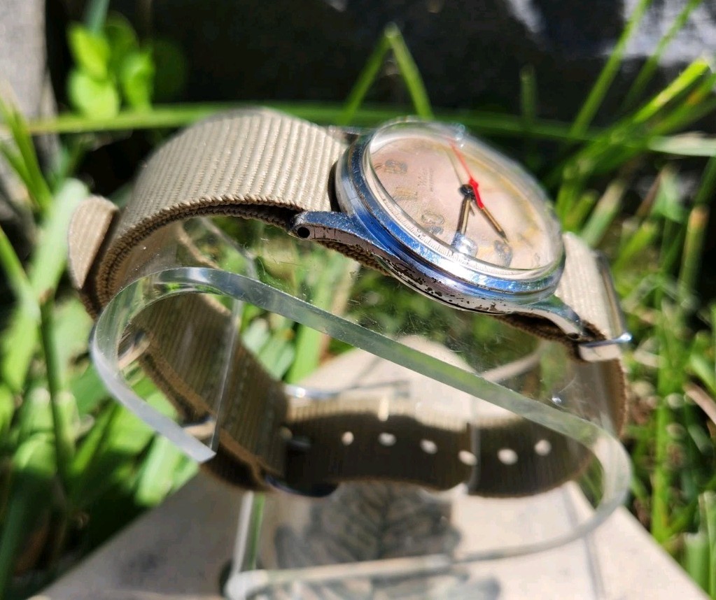 Vtg 1950’s Wyler Military Patina Dial Men’s 32mm Watch ETA 1080 Mechanical 17J!!