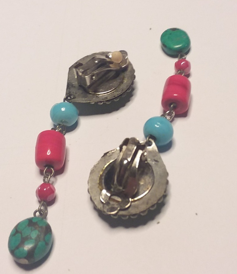 3.25″ Colorful Glass & Stone Clip On Earrings 01-01-2026