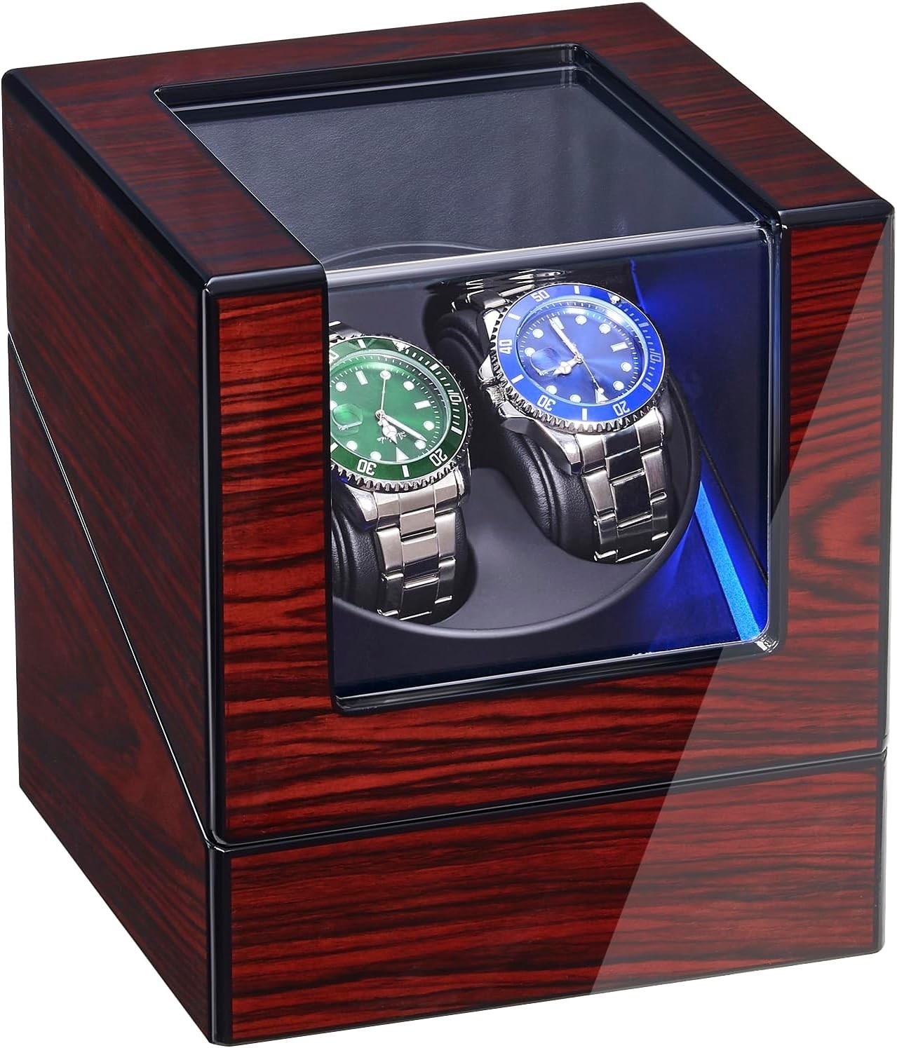 Double Watch Winder with Soft Pillows & 5 Rotation Modes, USB & Battery