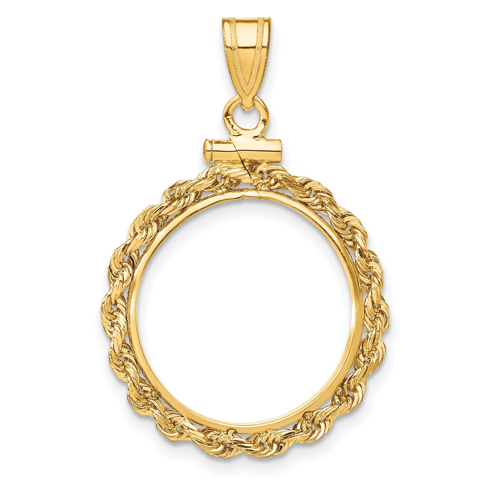 1840-1907 US $2.50 Liberty Quarter Eagle Screw Top Tiny Knot Coin Bezel 14k Gold