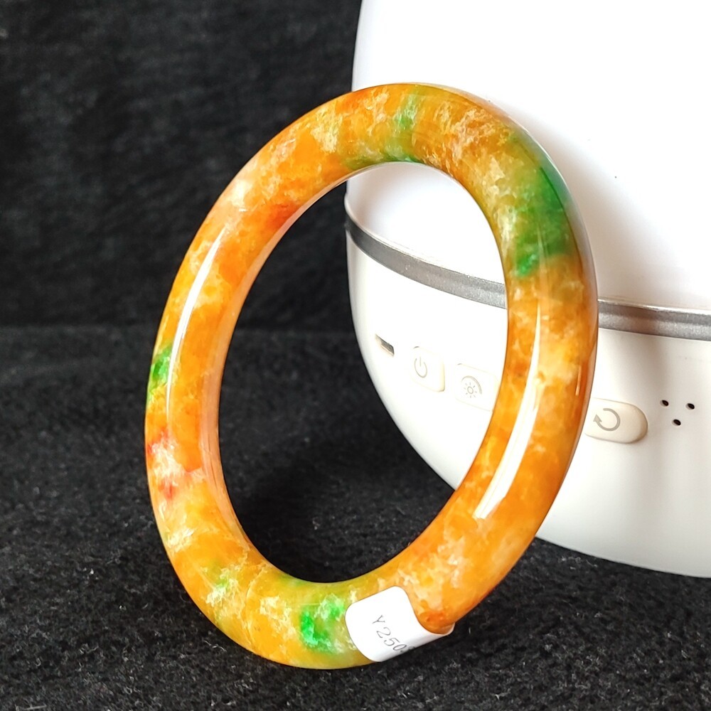 Certified Grade A Yellow Green 57mm Natural Burma Jade jadeite Bangle Bracelet