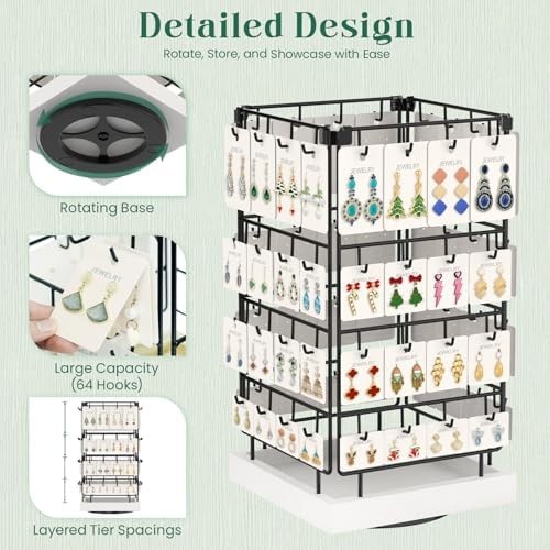 EsLuker.ly Rotating Earring Display Holder Stand for Vendors Events Selling, …