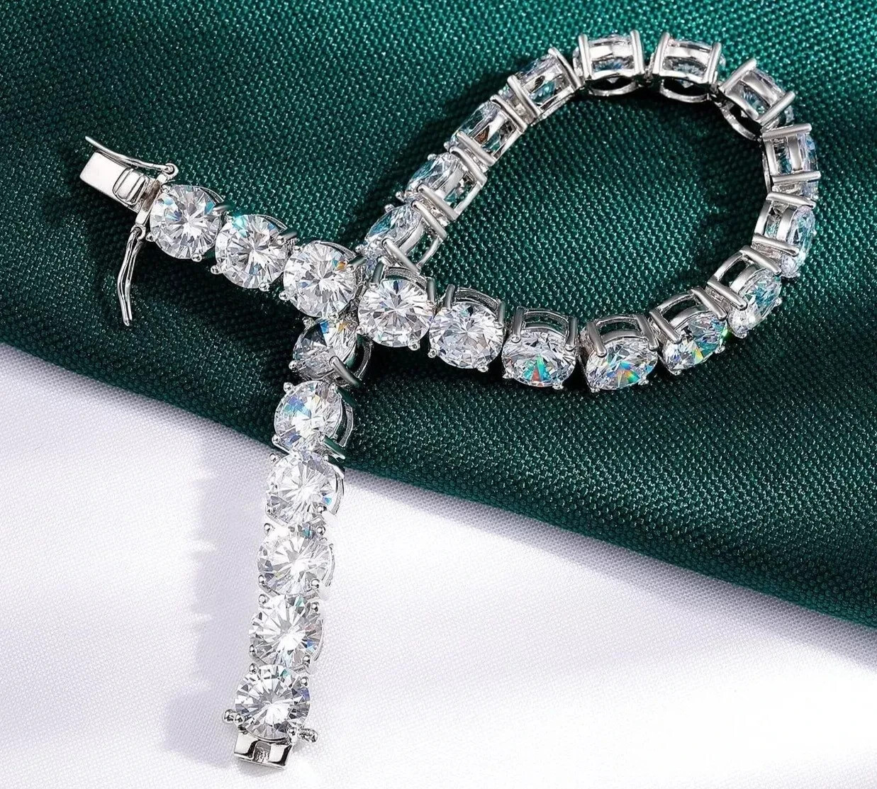 12Ct Round Cut Lab Created 5mm Diamond Tennis 7.5″Bracelet 14K White Gold Plated