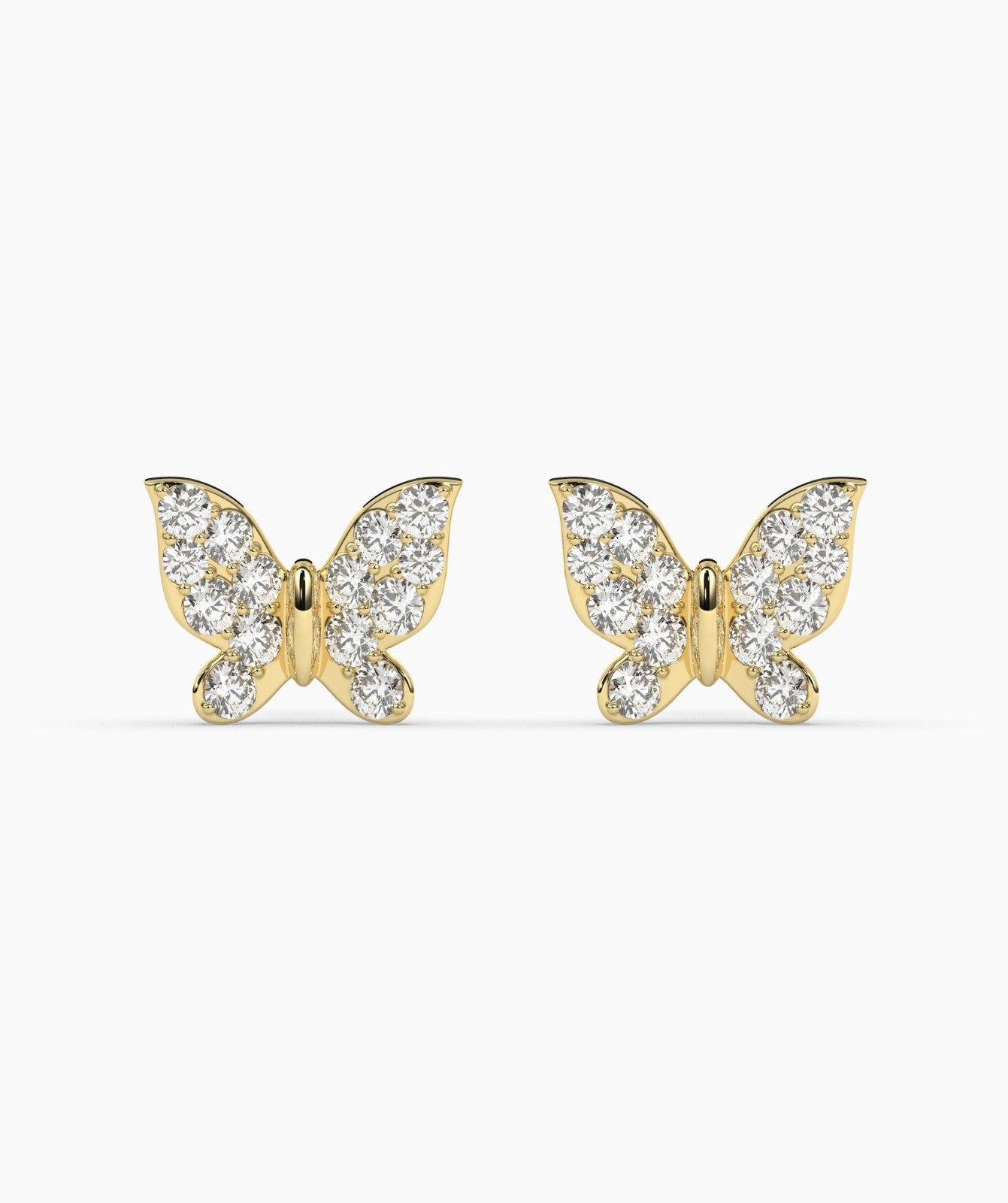 0.24 CT Round Lab Grown Diamond 14K Gold Butterfly Stud Fine Earrings For Woman
