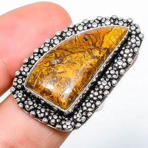 Natural Marium Jasper – Africa Gemstone 925 Silver Plated Ring s.8.5 TR508-798