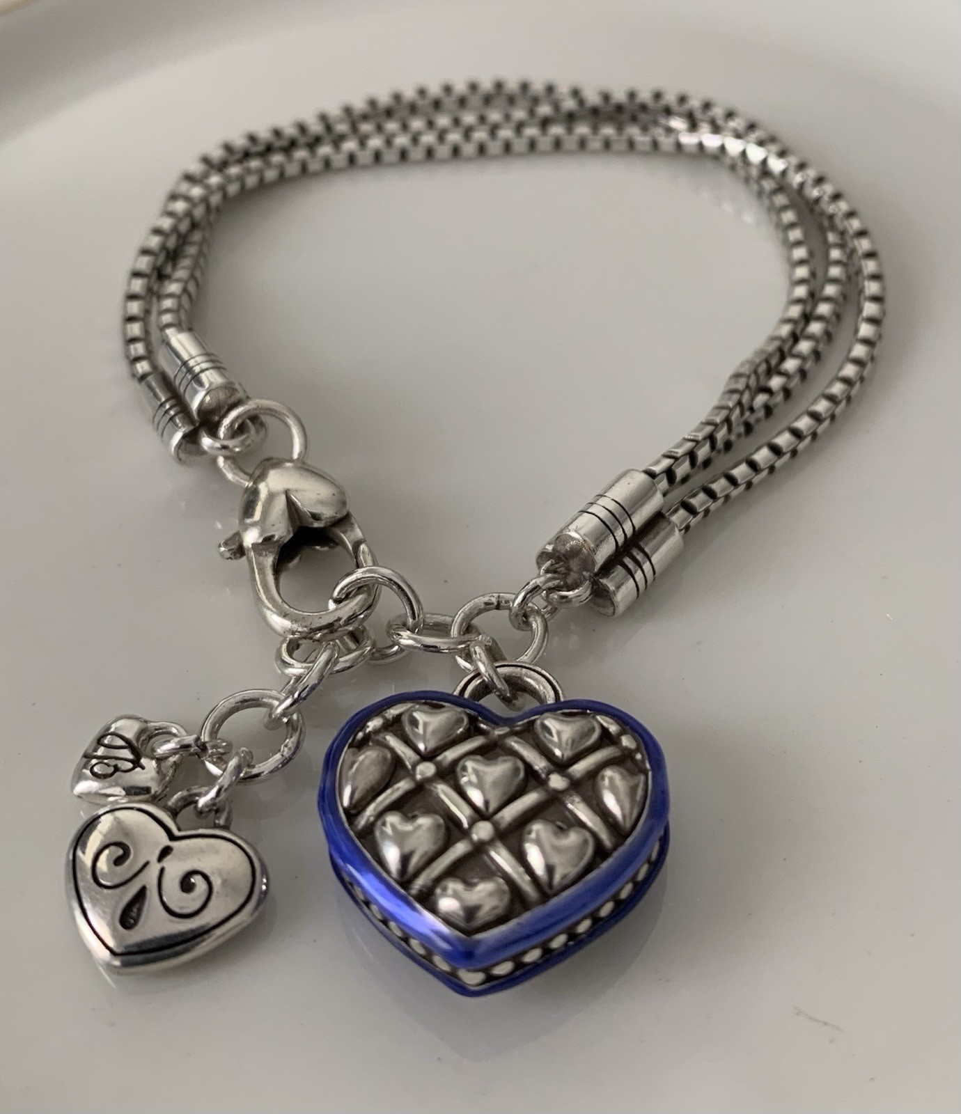 Brighton AL FRESCO & LOVE Hearts 7.5-8 Inch Charm Bracelet, Engraving