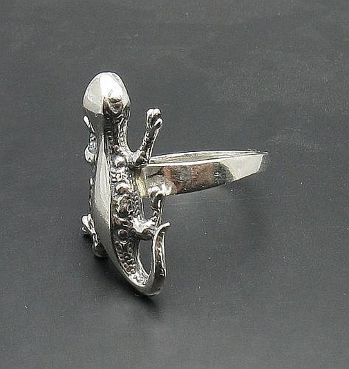 925 Sterling Silver Lizard Gecko Ring Handmade Nickel Free
