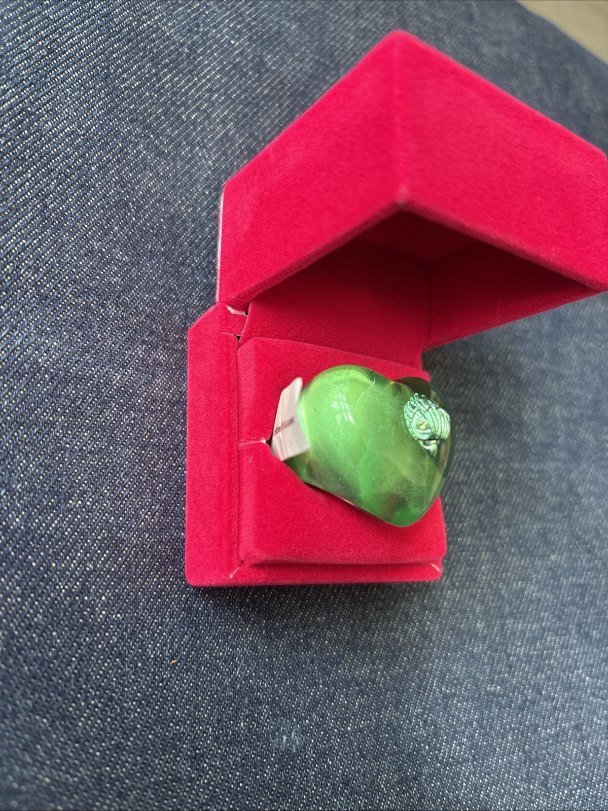 Kurt Geiger London Heart Jelly Eagle Cocktail Ring Green Size -8 New