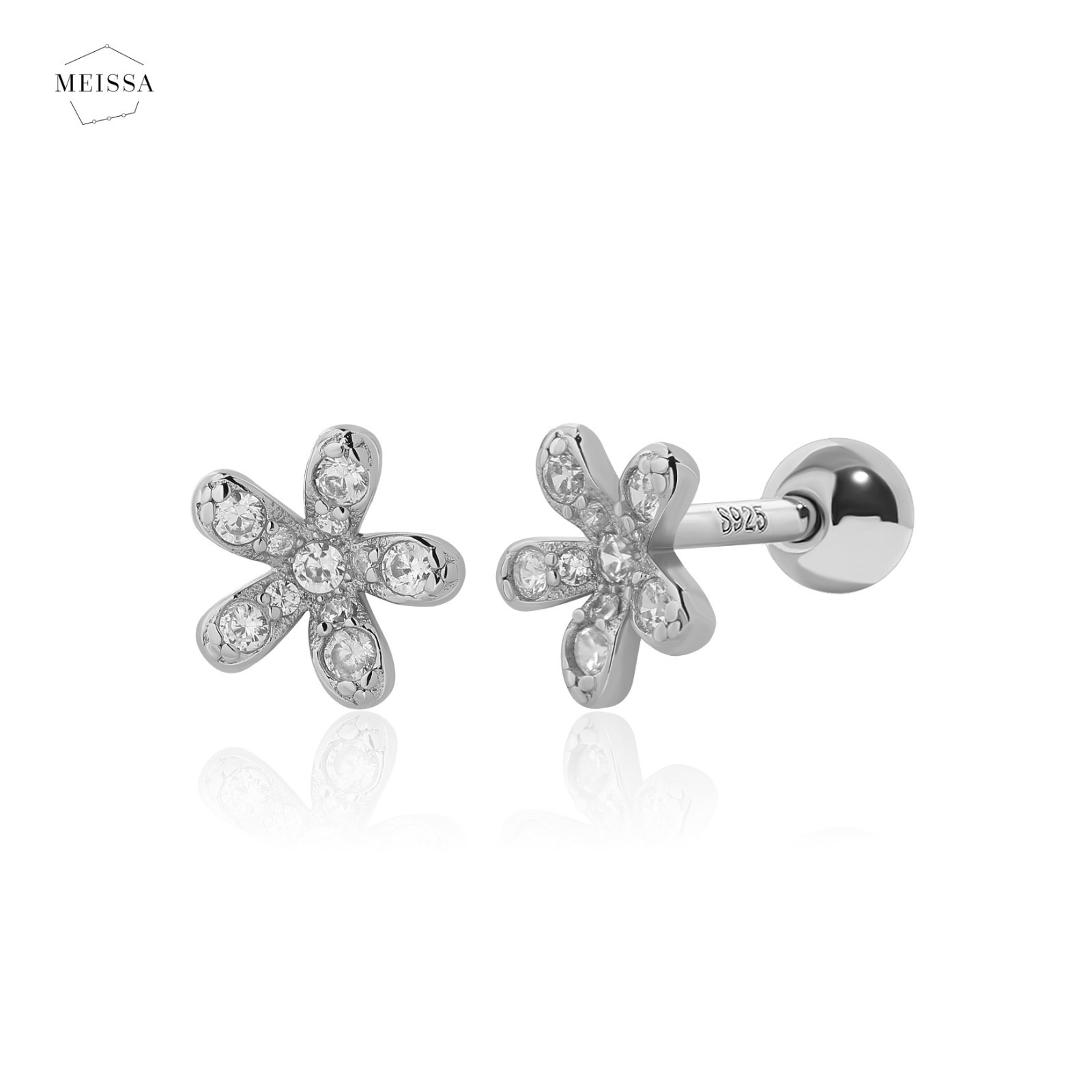 Meissa Cute Ball Back Earrings for Women Girls Kid Toddlers Baby 925 Silver