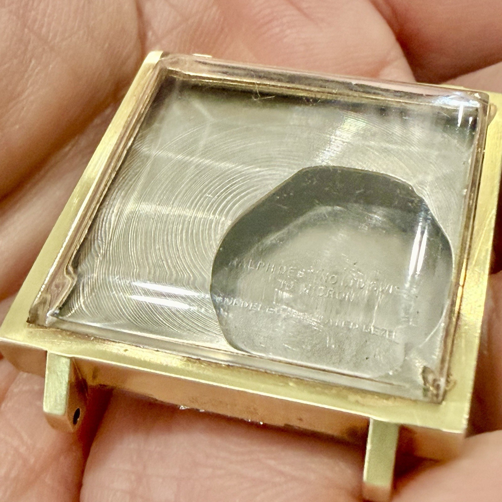 Vintage Ralph Destino 28mm Square Tank Case 10k Gold Plated No Movement!