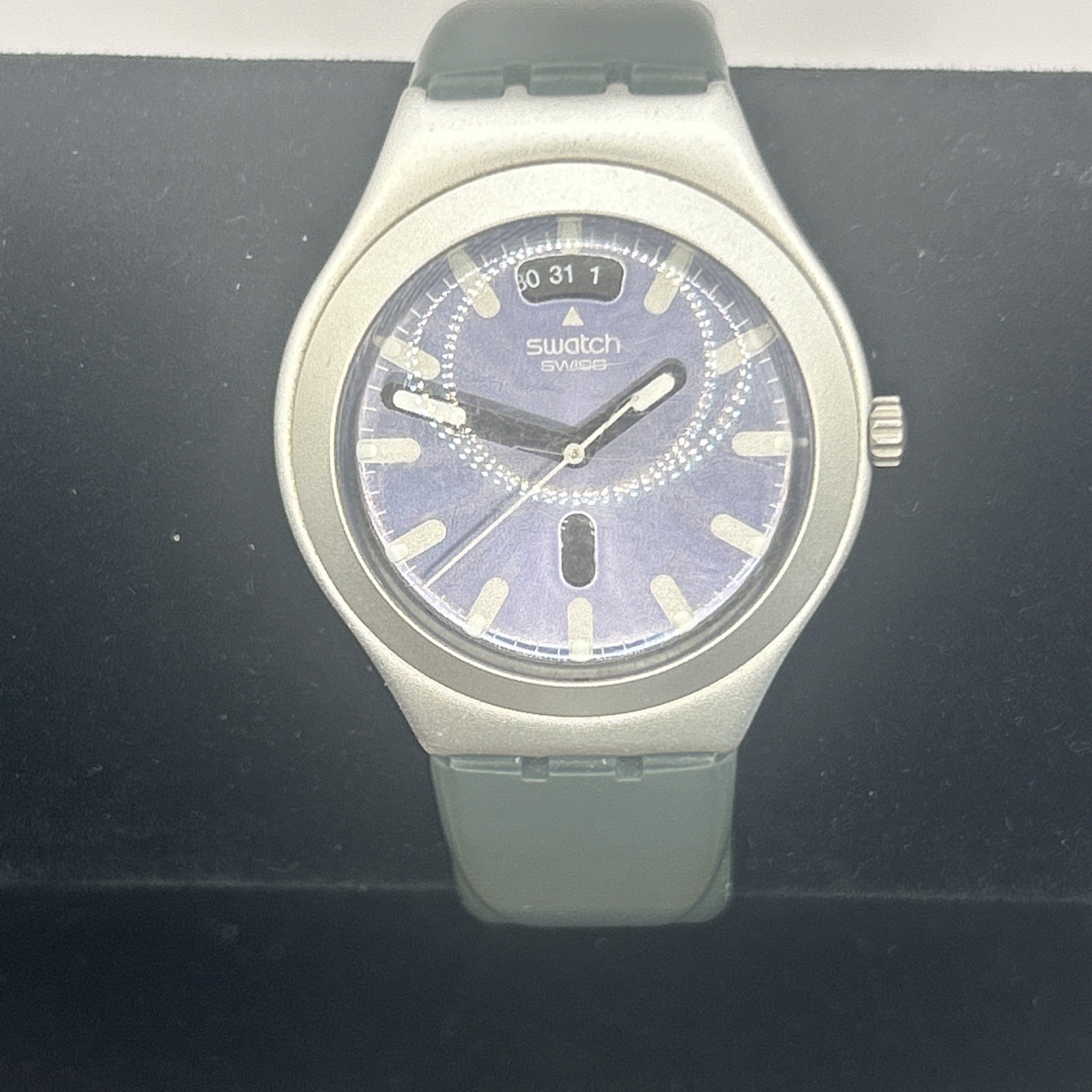 Vintage Swatch Irony Big Extrados Blue Dial Aluminum Watch YGS7011 AG2000 Swis