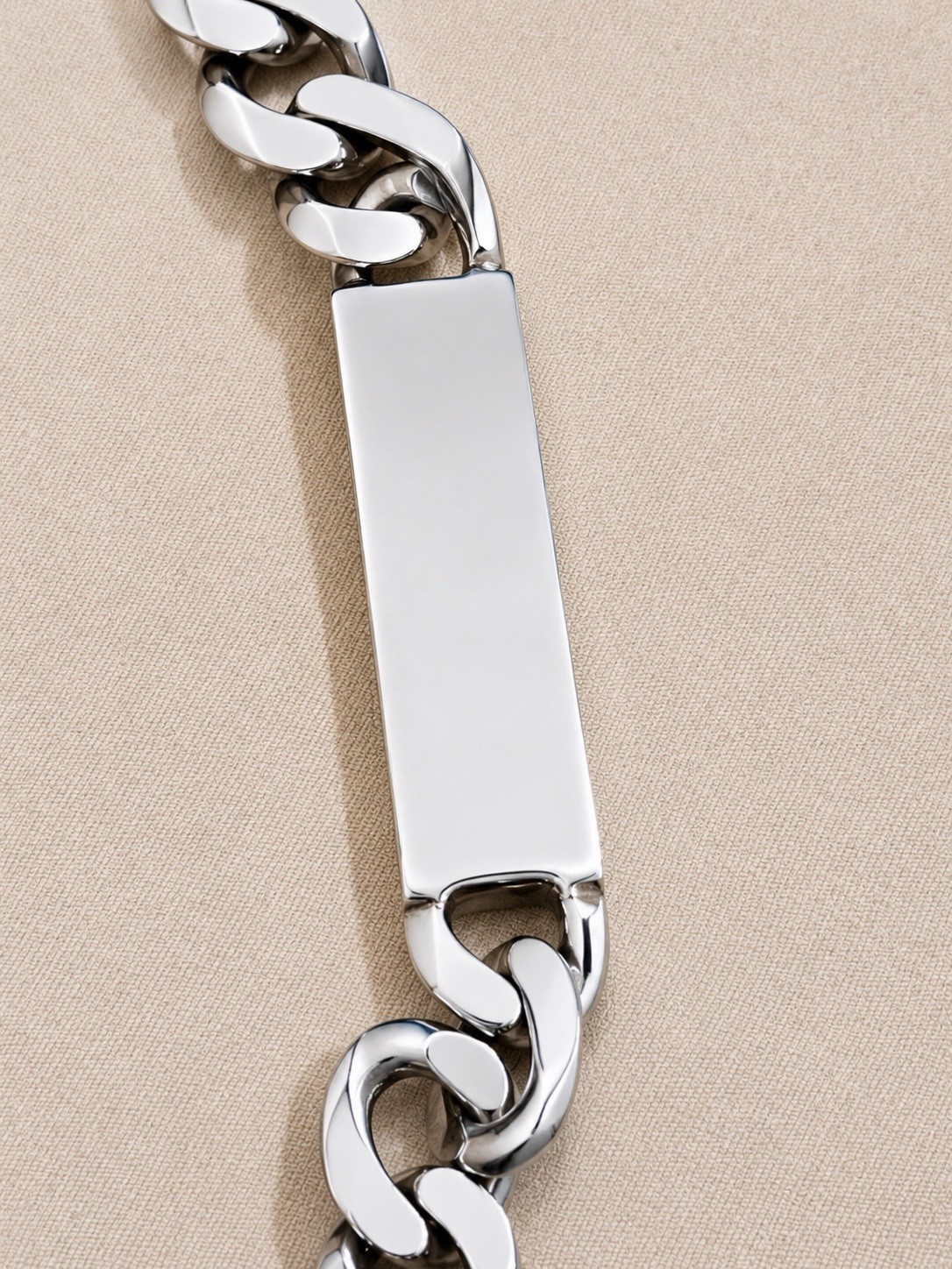 925 Sterling Silver Figaro Chain ID Bracelet 21.4 cm Lobster Clasp Signed, man