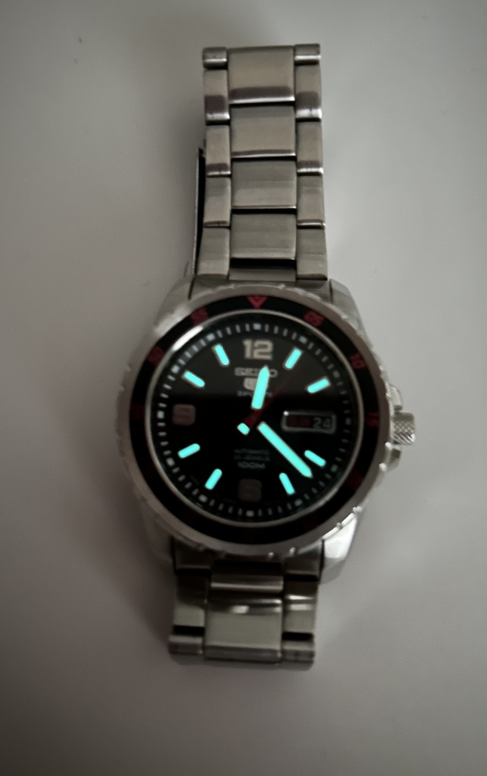 [Exc+5 Box] Seiko 5 Sports 7S36-03V0 40mm Black & Red Bezel Automatic Mens Watch