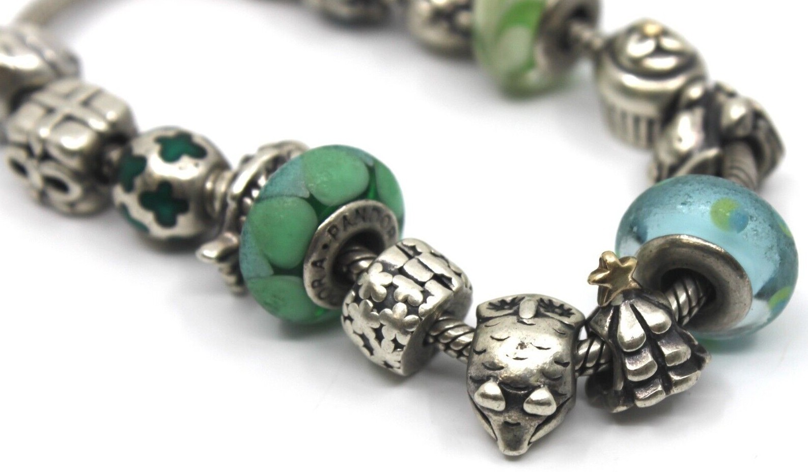 Sterling Silver Pandora 14 Charms Bracelet 7.5″inch Long