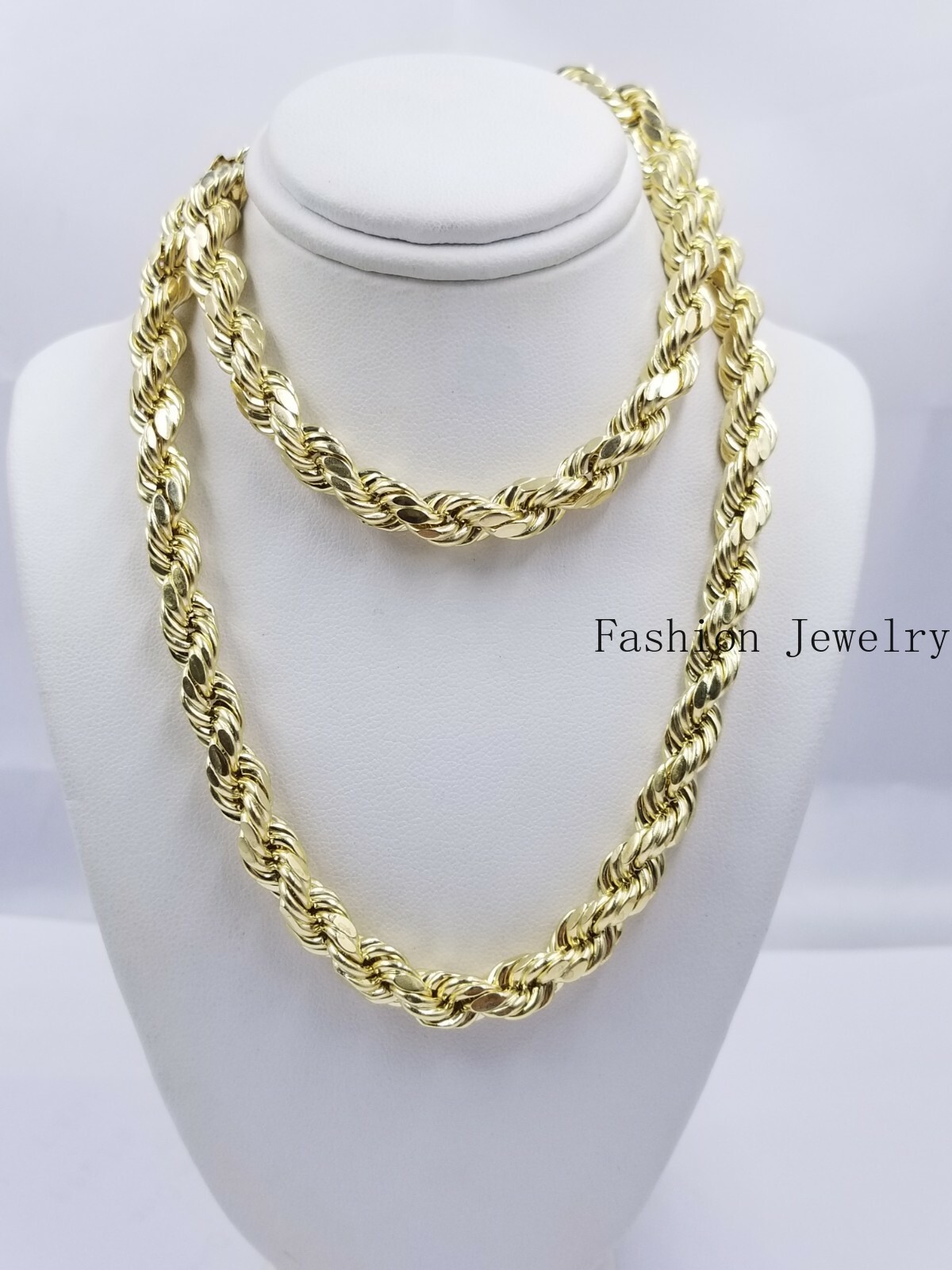 Real 10k Gold Rope Necklace Mens Chain 8mm 18″-30″ Inch Yellow Gold Diamond Cuts