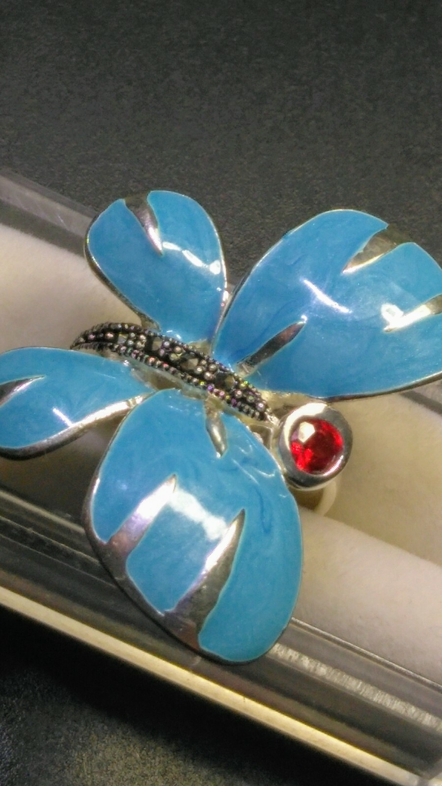LIVELY MEENAKARI BUTTERFLY IN STERLING SILVER.925 RING SIZE 9.0-9.25