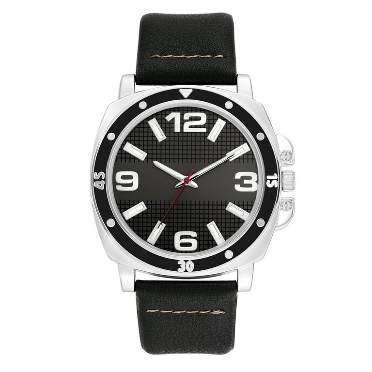 George Watch Mens Black Dial Diver Style Quartz Analog Stainless Steel Case