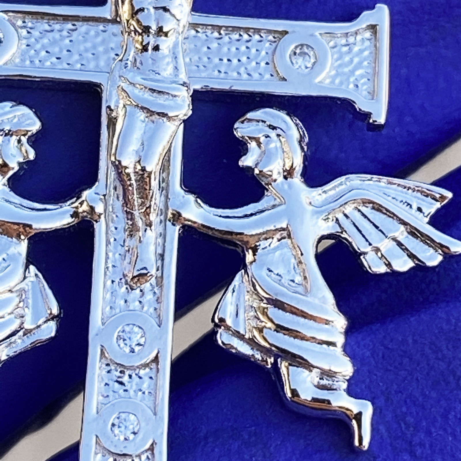 La Cruz De Caravaca Plata Cross Pendant Real Solid 925 Sterling Silver CZ 1.25″