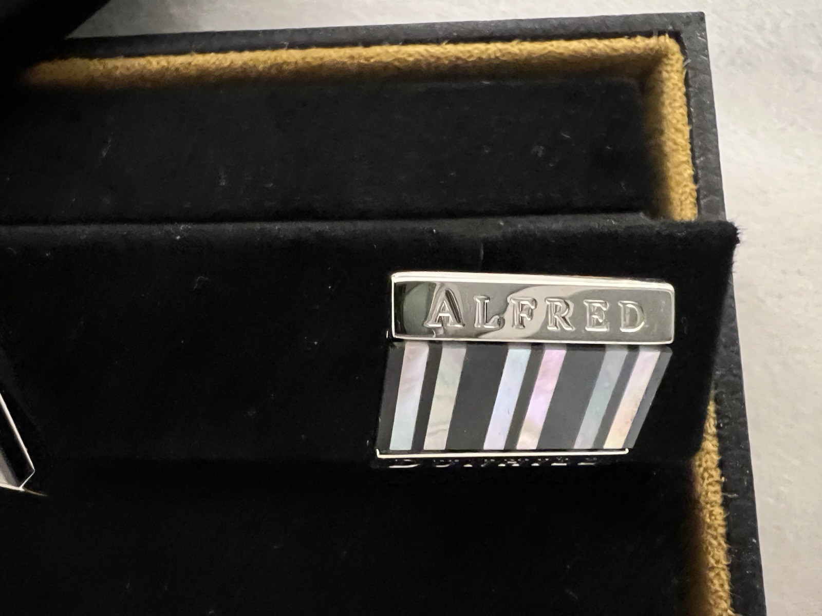 Dunhill Silver Cufflinks with Black Onyx and Mother of Pearl – New in Box