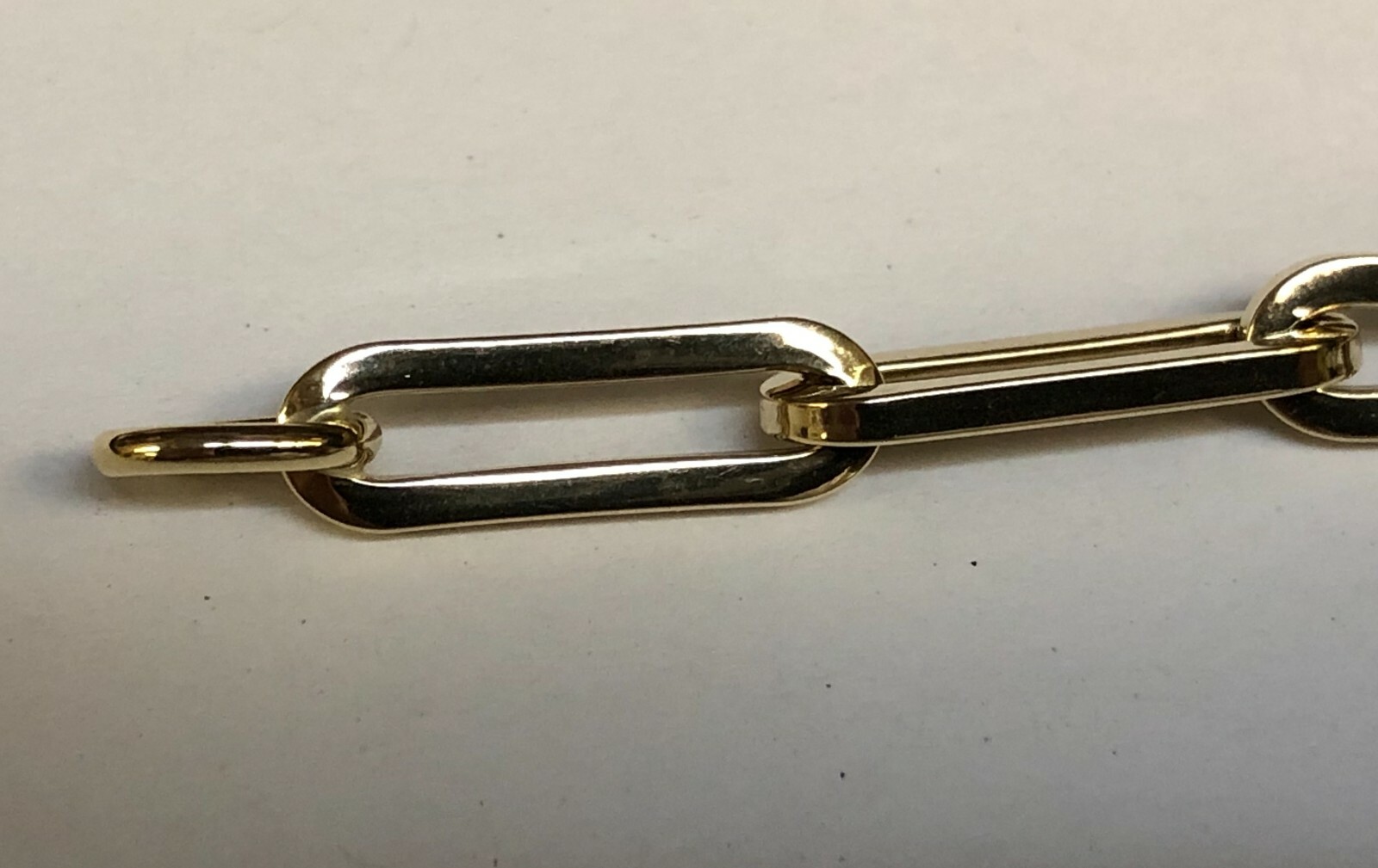 14k Yellow Gold Lite PAPERCLIP Link Chain Bracelet 7.5 Inch 4.3 grams 6.MM