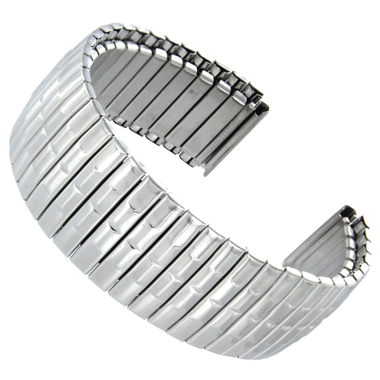 18mm Hirsch Twist-O-Flex Silver Tone Stainless Steel Mens Watch Band 885