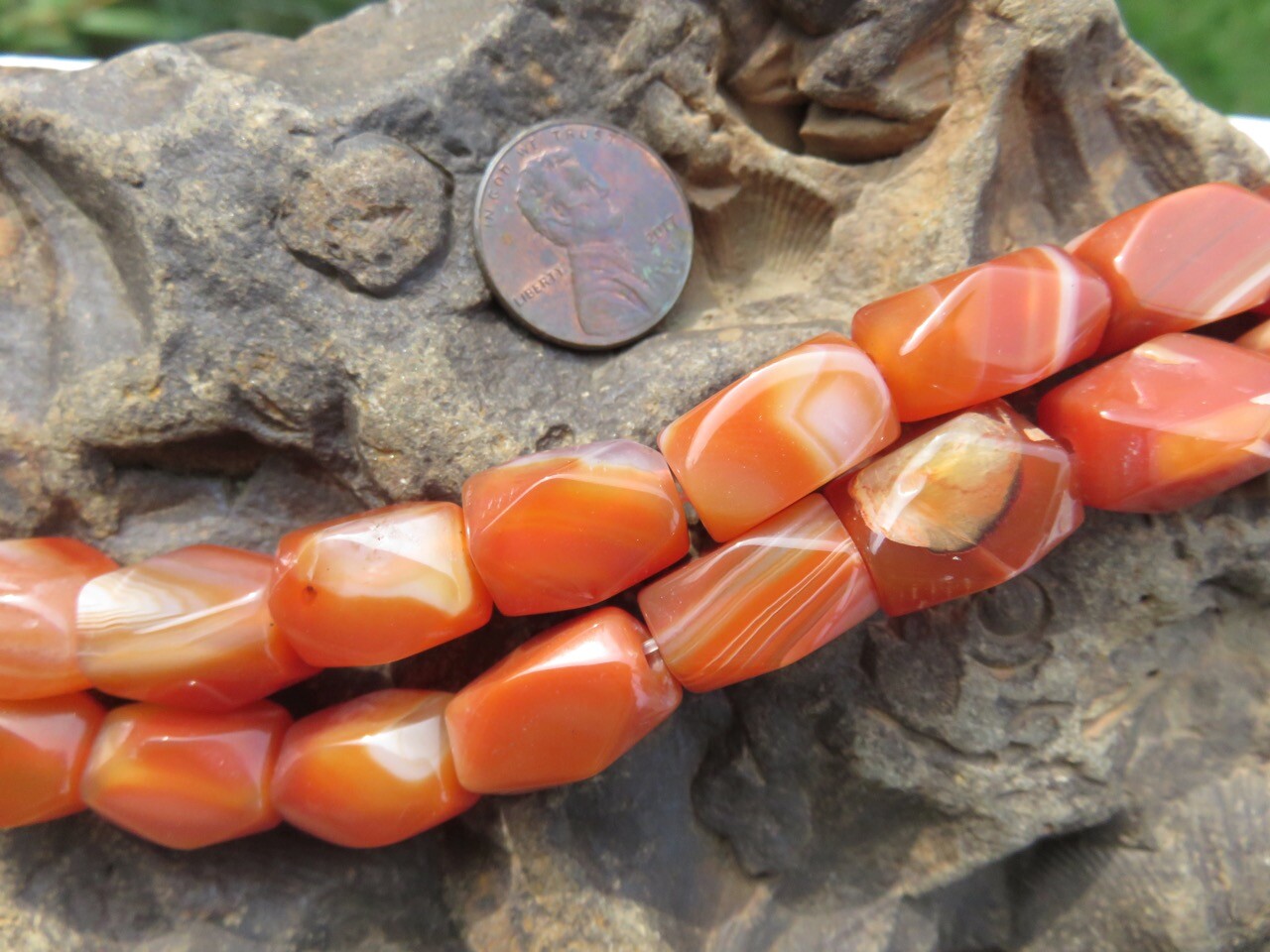 Carnelian “Cornerless Cube” Rectangles 12-16mm X 8-10mm Trade Beads One 13″ Str.