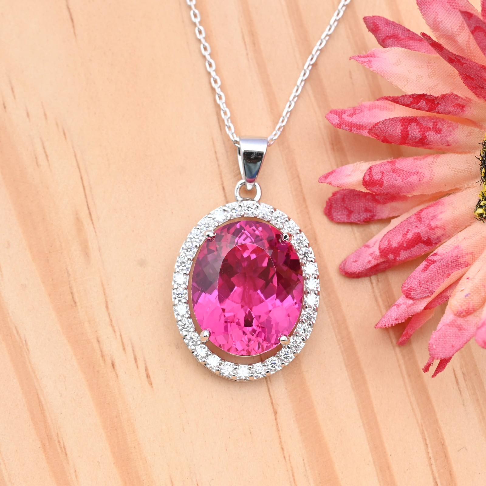 39 Carat Pink Ruby Pendant – Certified Natural Gem in Solid 925 Sterling Silver