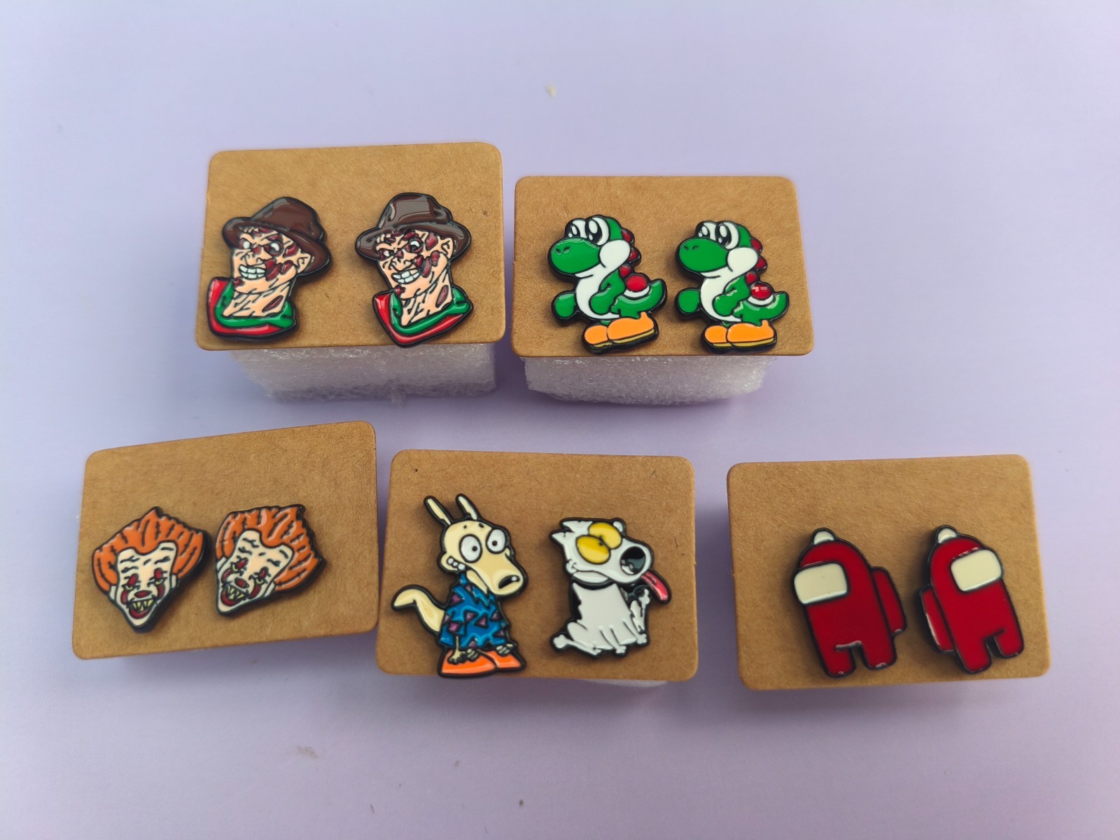 New Stud Earring Character Mix Bundle – Horror, Cartoon & Video Game Characters