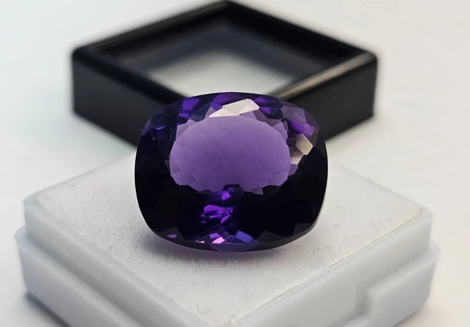 Natural Cushion Cut Purple Amethyst 12+ Ct Certified Gemstone For Ring Making