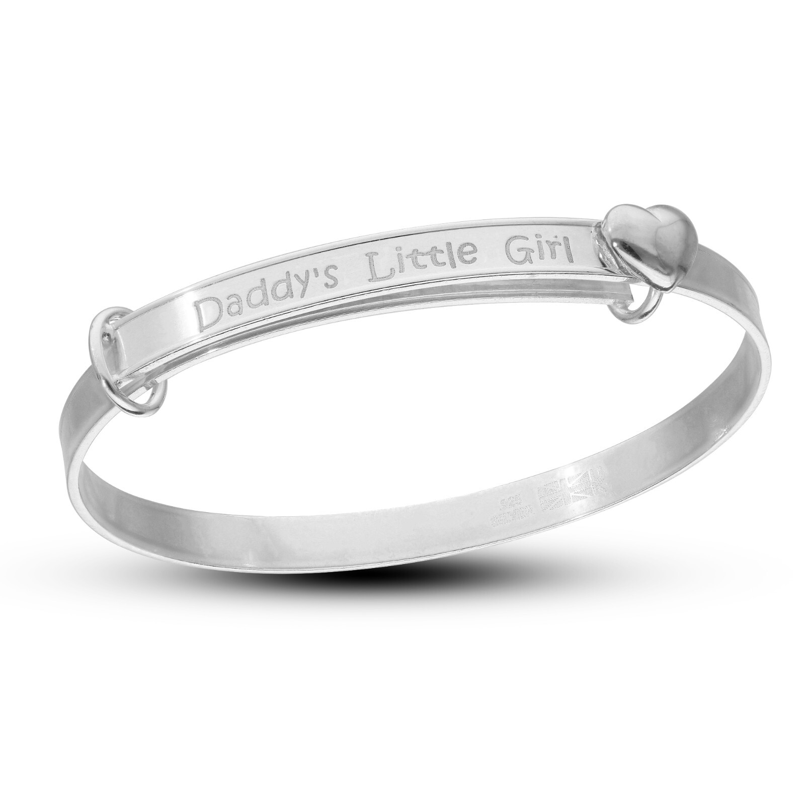 Daddy’s little Girl Heart Bracelet Bangle Silver Baby Shower Baptism Christening
