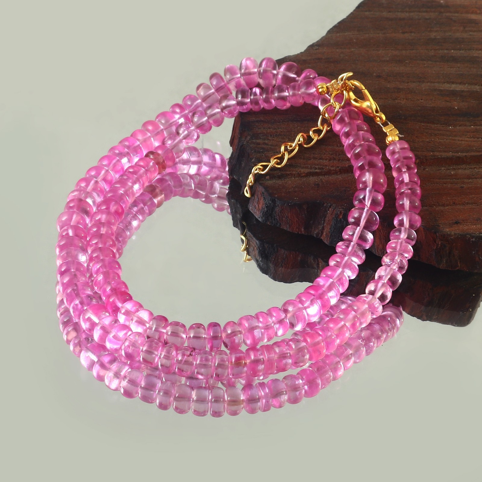 Flawless Pink Sapphire Rondelle Beads Necklace 18 inches 6 to 8 MM