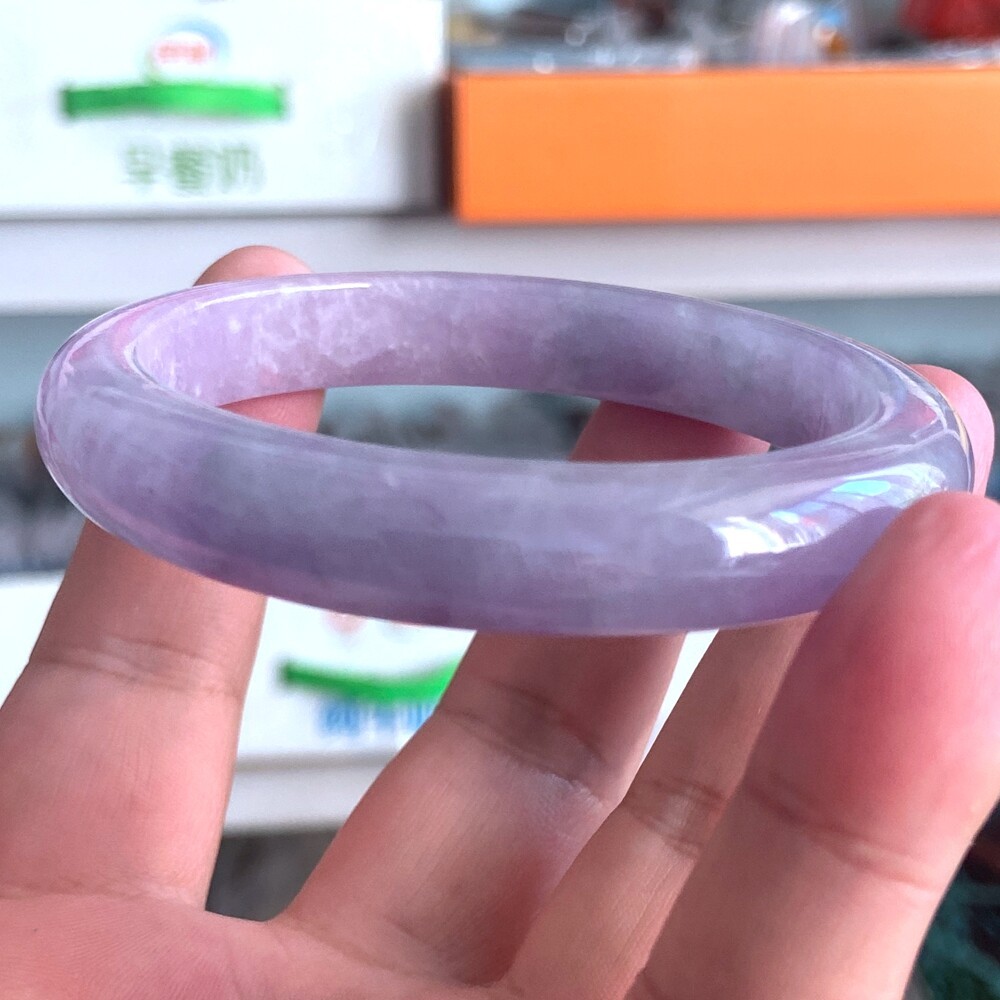 Certified Grade A Lavender 57-58mm Natural Burma Jade jadeite Bangle Bracelet