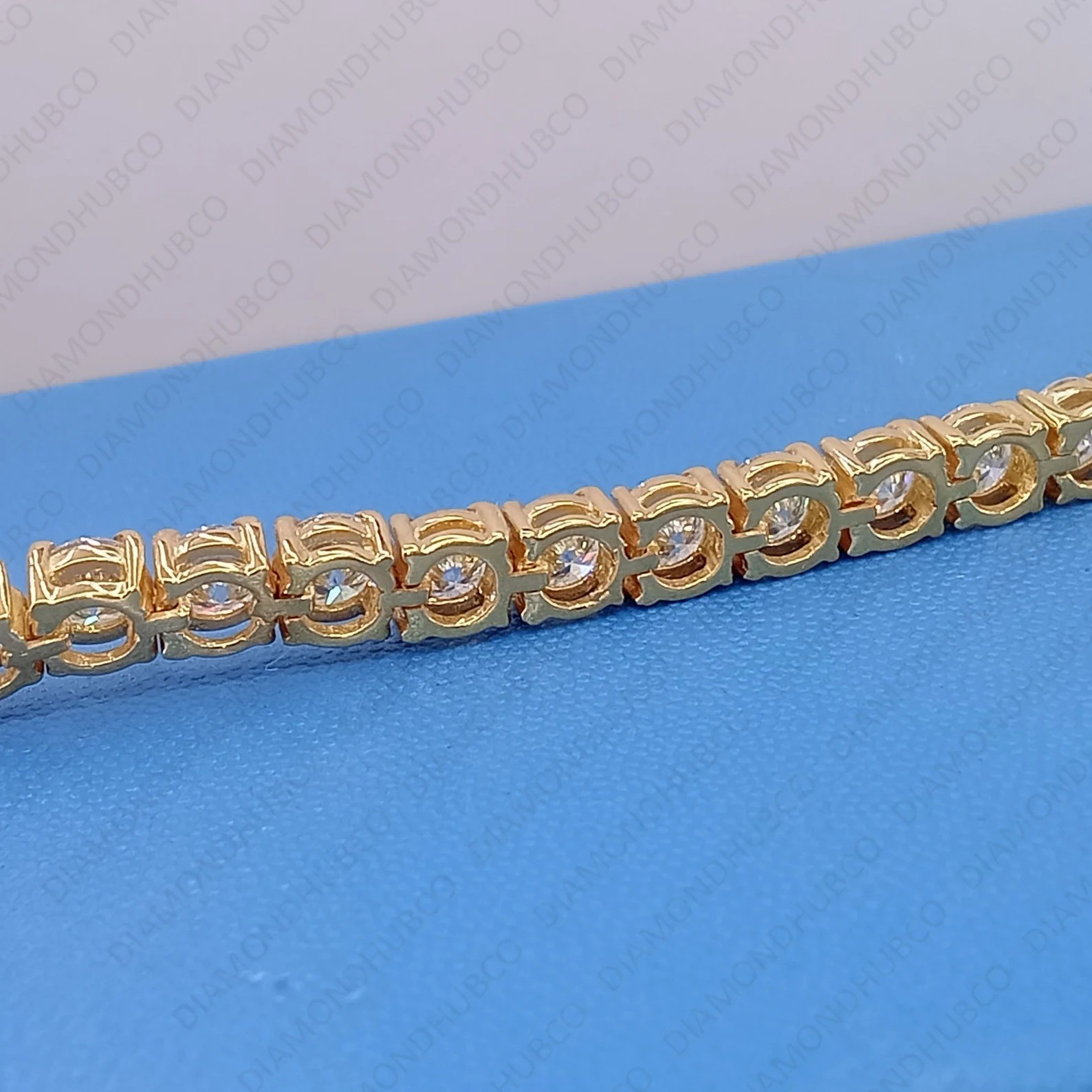 3mm Round Cut Moissanite 6 CTW Unisex Tennis Bracelet in 14K Yellow Gold Plated