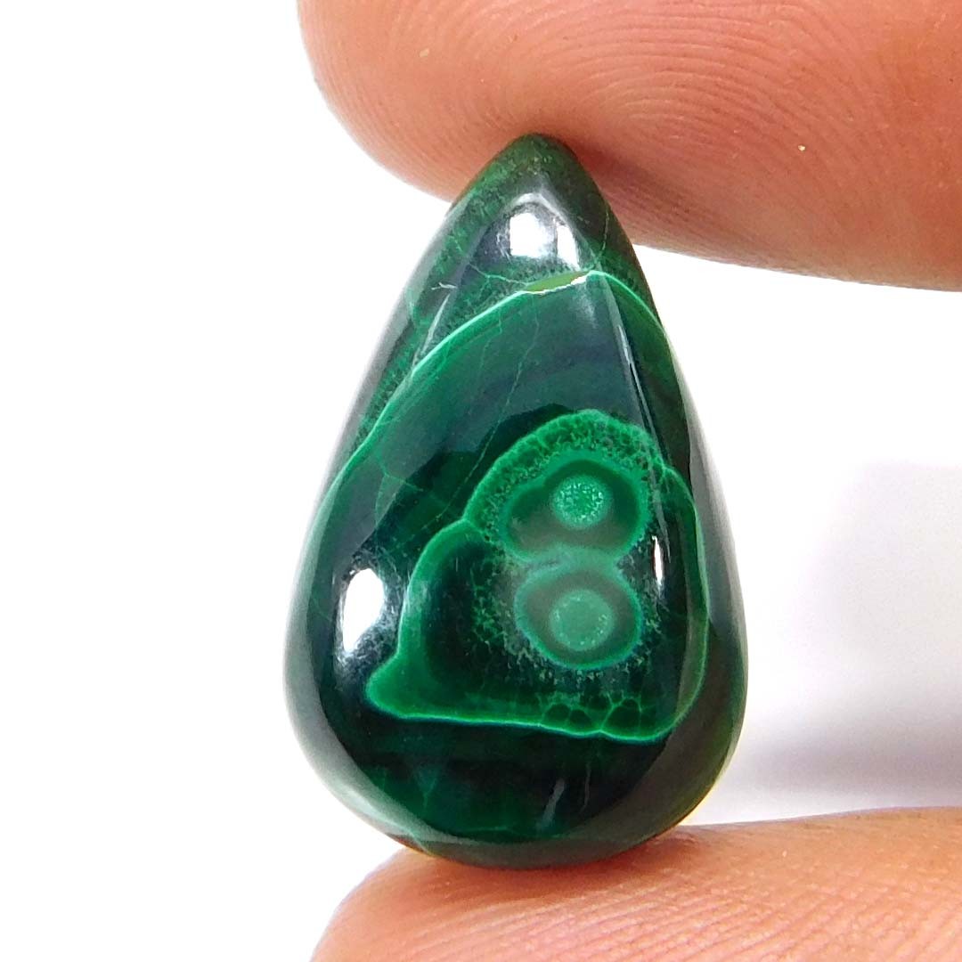 22.65Ct Natural Unique Malachite 22 X 14 X 07mm. Pear Cabochon Loose Gemstone
