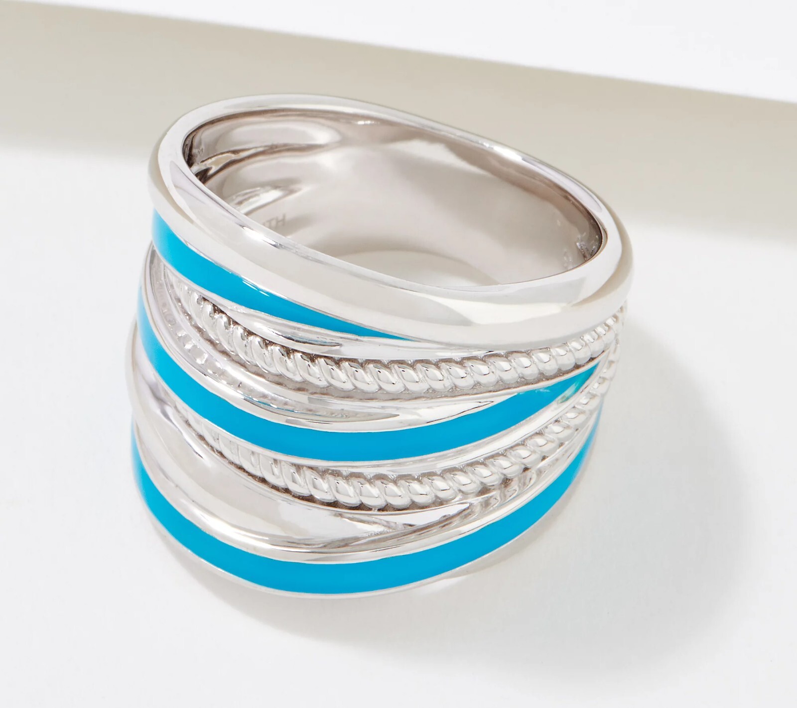 Judith Ripka Sterling Silver Enamel Ring or Crossover Ring for Women Jewelry