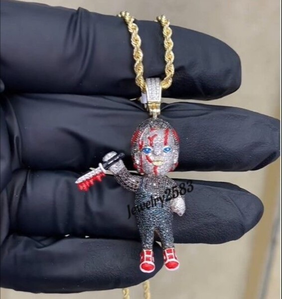 2.5Ct D/VVS Moissanite Men’s Fashion Custom Little Boy Charm Pendant 925 Silver