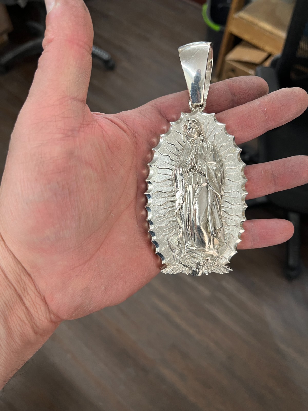 Mary of Guadalupe Extra Large 5″ Pendant Sterling Silver .925