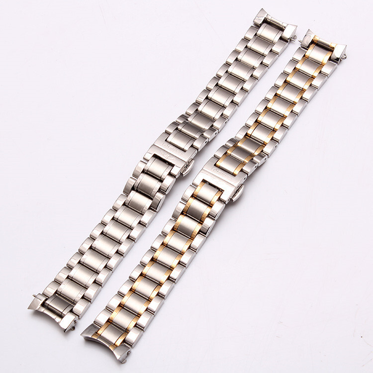 Solid Stainless Steel Watch Band Strap Metal Curved End 19/20/21mm for Longines