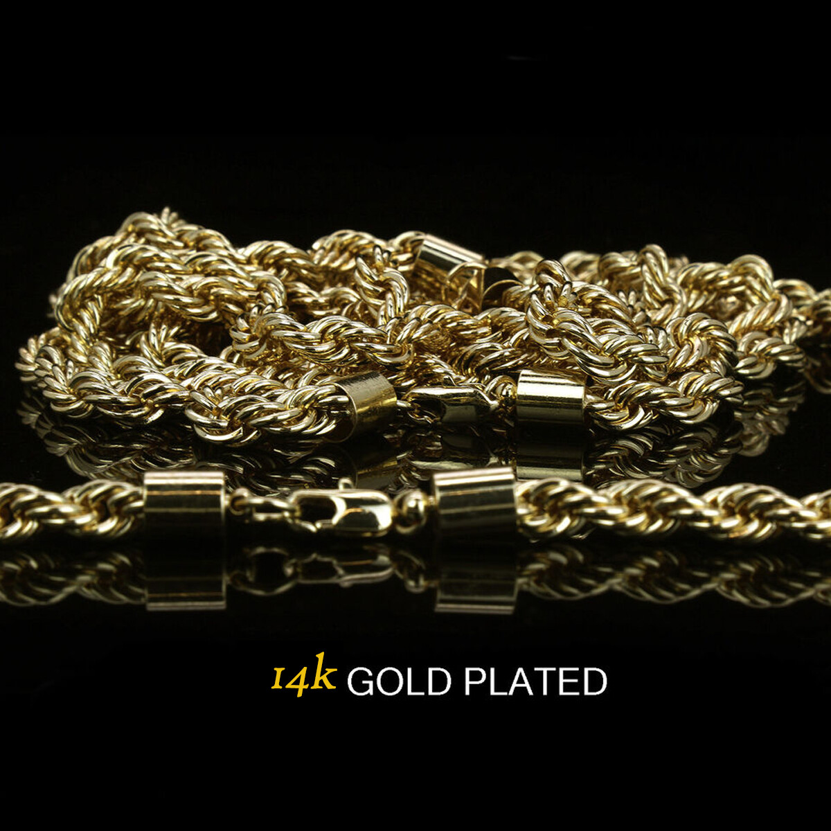 14K Gold Plated High Fashion 24″ inch Italy Rope Chain Necklace 2.5 mm-10 mm