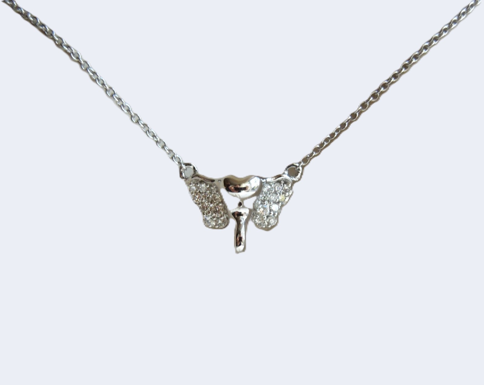Monica Rich Kosann 18K White Gold & Diamond Elephant Luck Necklace $1,100 NWT