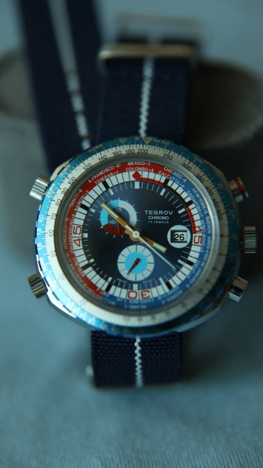 Tegrov/Sorna World Timer Chronograph Vintage Tegrov World Time Chronograph RARE